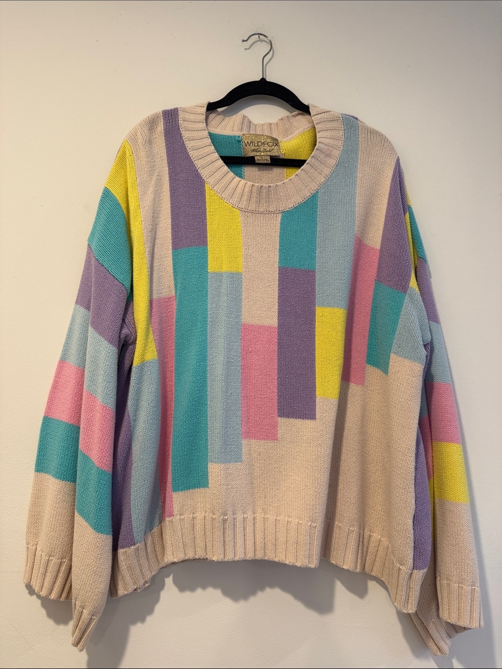 Wildfox Pastel Rainbow Stripe Sweater with Bell Sleeves